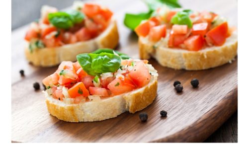 Przepis na karnawałowe przyjącie: Bruschetta z pomidorami i sosem musztardowo-paprykowym