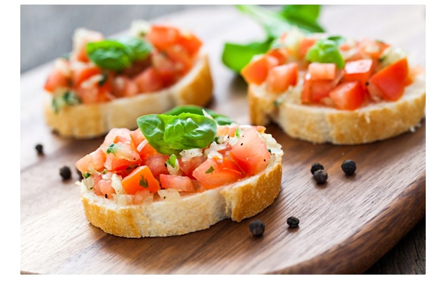 Przepis na karnawałowe przyjącie: Bruschetta z pomidorami i sosem musztardowo-paprykowym