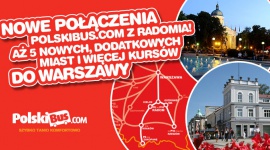Nowe połączenia PolskiBus.com z Radomia! Transport, BIZNES - PolskiBus.com ma przyjemność poinformować, że w związku z rozwojem siatki połączeń już od 3 marca linie P6 i P10 będą miały nowy przystanek w Radomiu.