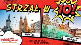 „Strzał w 10!” Bezkonkurencyjne ceny na trasie Wrocław – Kraków! Turystyka, BIZNES - Dzięki akcji „Strzał w 10!” każdy bilet na połączenia od poniedziałku do czwartku w ramach linii P14 i G14 zakupiony z minimum 24-godzinnym wyprzedzeniem będzie dostępny w bezkonkurencyjnej cenie 10 zł!