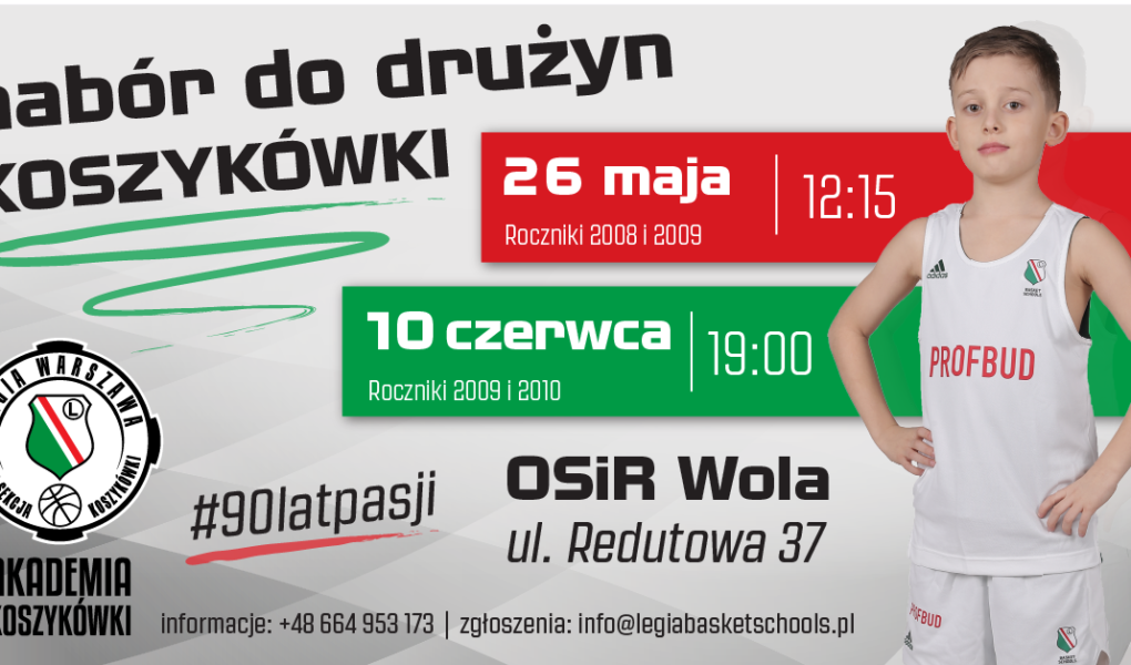 Akademia Koszykówki Legii Warszawa ogłasza nabór do najmłodszych drużyn