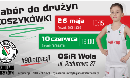 Akademia Koszykówki Legii Warszawa ogłasza nabór do najmłodszych drużyn